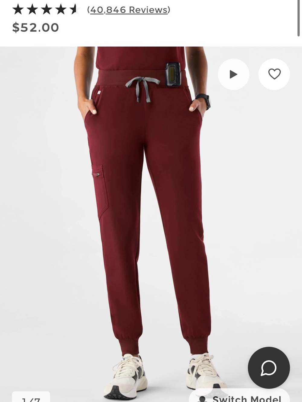 Figs Women's Burgundy Jogger Pants with Contrast Drawstring